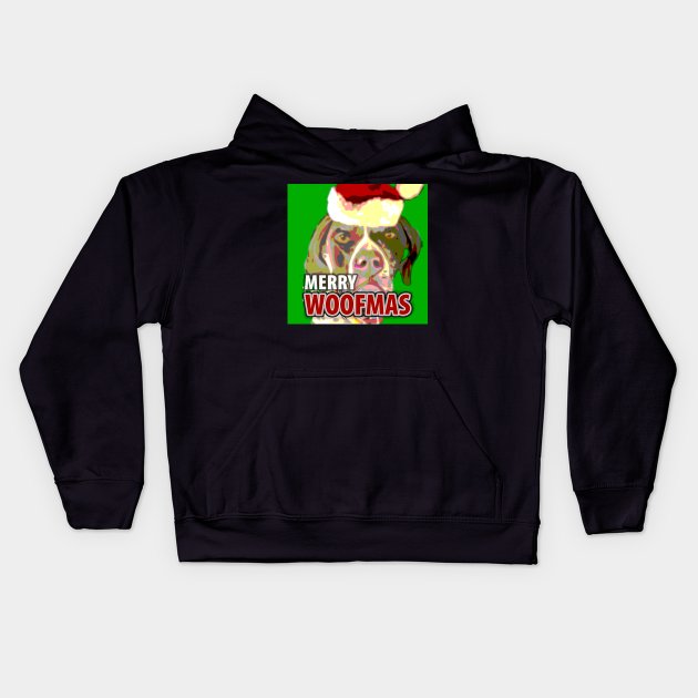 Pointer Christmas Kids Hoodie by Lil' Angel Pet Portraits